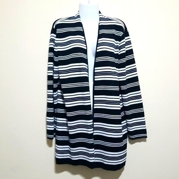 Kasper Black and White Sweater Sz XL - Picture 2 of 8